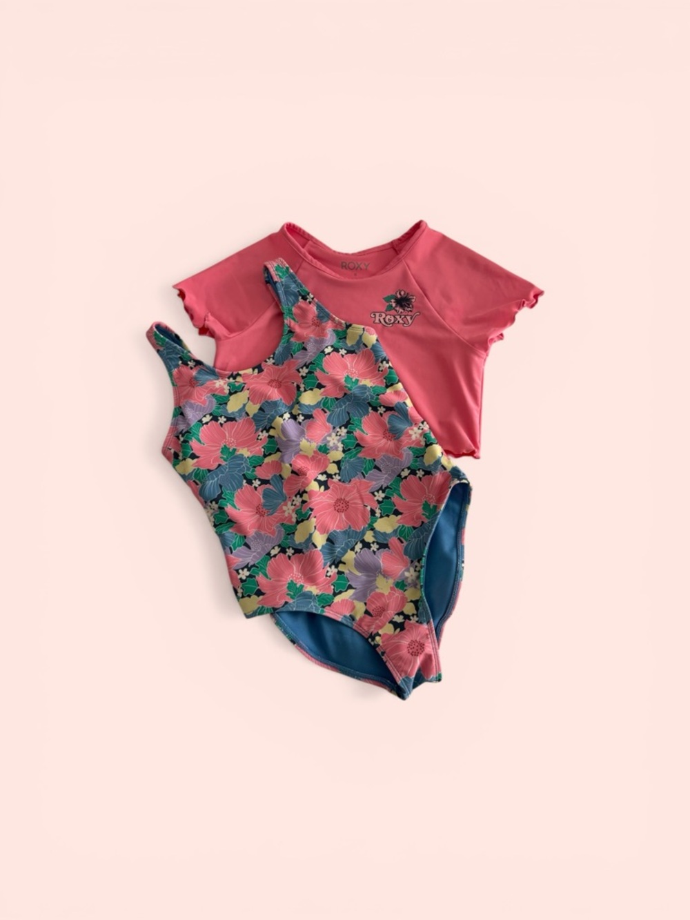 NWOT! Roxy Girls' Floral One-Piece Swimsuit Set Size 12 - runs small - Picture 2 of 5